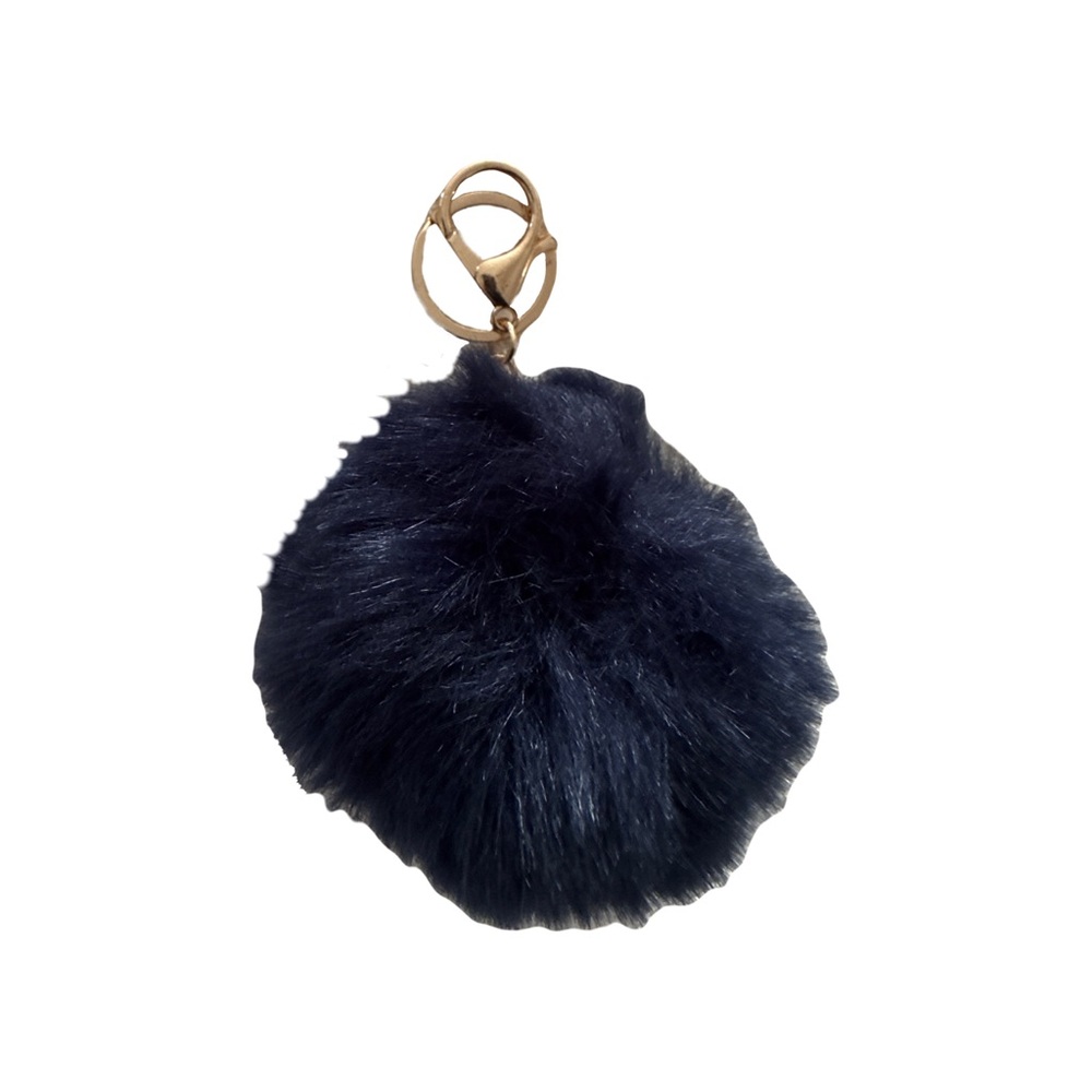 Navy Fluff Ball Keychain